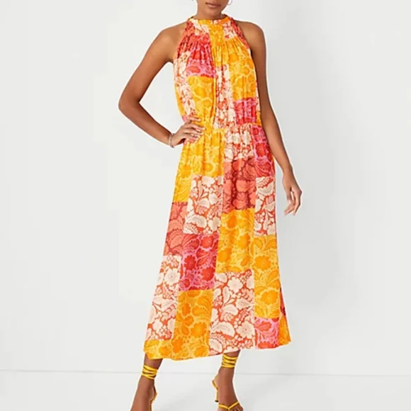 Ann Taylor Petite Patchwork Floral Maxi Dress - Picture 1 of 10
